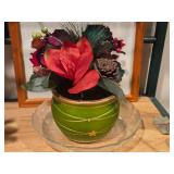 Lot of (2) Ceramic Faux Flower Arrangement in Ceramic Planter