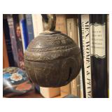 Vintage Burmese Elephant theme Bronze Bell on Display Stand