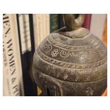 Vintage Burmese Elephant theme Bronze Bell on Display Stand