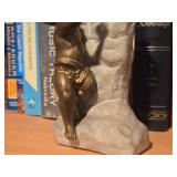 Bronze Painted Cherub on Stone Display Artwork