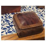 Handmade Walnut and Cocobollo Wood Jewely Box with Felt Interior