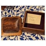 Handmade Walnut and Bacoti Wood Jewely Box with Felt Interior