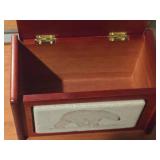 Wooden with Stone Polar Bear Inlay Keepsake Memory Box