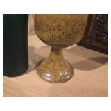 (1) Janel Handmade Stoneware Goblet, (2) Candles