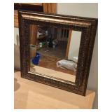 14" Square Wall Mirror with Ornate Gold and Black Frame
