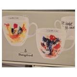 Coffee Mug Set (signed artwork design by Jan Vincents Johannessen) 2-pack - Kunsten A Leve by Porsgrund (in original packaging)