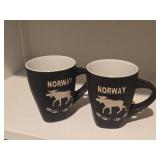 Lot of (2) Moose and Tracks theme Ceramic Coffee Mugs (Norway)