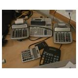 Lot of (6) Desk Calculators - Canon Paper Printers P23-DHV (x2), Casio, Texas Instruments TI-5045SV,