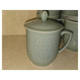 Lot of (10) Chinese Celadon Tea Cup with (5) Lids