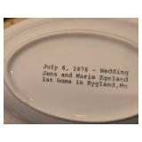 by Aurora 1876 Wedding Jens and Marie Egeland 1st home in Bygland MN Porcelain Dish
