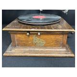 Antique Columbia Graphophone Wind-Up Phonograph with Large Horn