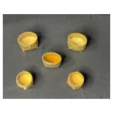 Set of 5 Vintage Ornate Gold Tone Filigree Jewelry Trinket Boxes