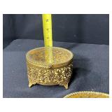 Set of 5 Vintage Ornate Gold Tone Filigree Jewelry Trinket Boxes