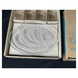 Set of Homestead Snack Sets with Glass Plates and Cups in Original Boxes