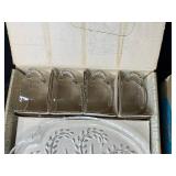 Set of Homestead Snack Sets with Glass Plates and Cups in Original Boxes