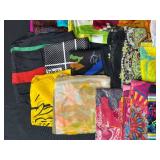 Collection of Vintage and Modern Patterned Scarves Assorted Fabrics