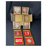 Set of Framed Vintage Valentine Card Prints with Gold Frames