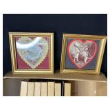 Set of Framed Vintage Valentine Card Prints with Gold Frames