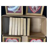 Set of Framed Vintage Valentine Card Prints with Gold Frames
