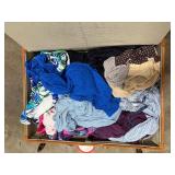 Vintage Samsonite Suitcase with Travel Stickers and Assorted Clothing