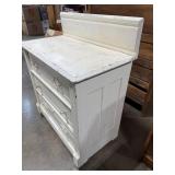 Antique White Painted Wooden Dresser with Three Drawers