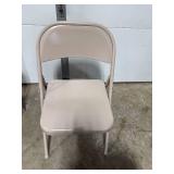 Set of 4 Metal Folding Chairs - Onen w Beige and Patterned Upholstery