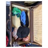 Vintage Clothing and Accessories Collection with Leather Suitcase and Handbag