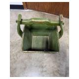 Antique Rodgers Grain Company Green Wood Bucket with Bar Clamps and Anvil
