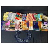 Vintage Scarf and Beaded Collar Lot Assorted Patterns and Colors