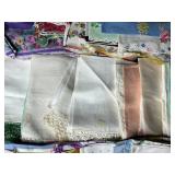 Vintage Handkerchief Collection with Keepsake Boxes and Sewing Notions