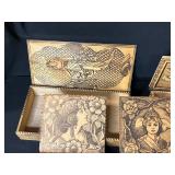Collection of Antique and Vintage Decorative Wooden Trinket and Jewelry Boxes