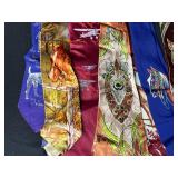 Set of Vintage Patterned Neckties Animal and Nature Themes