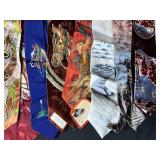 Set of Vintage Patterned Neckties Animal and Nature Themes