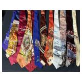 Set of Vintage Patterned Neckties Animal and Nature Themes