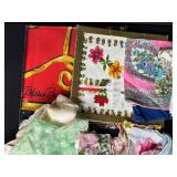 Large Collection of Vintage Ladies Handkerchiefs and Scarves Assorted Patterns