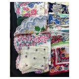 Large Collection of Vintage Floral Handkerchiefs Assorted Patterns