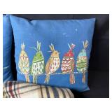 Set of 2 Decorative Bird Throw Pillows and 2 Plaid Scarves