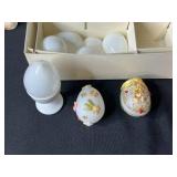 Vintage Easter Decor Collection with Milk Glass Eggs and Figurines