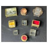 Collection of Vintage Glass Trinket and Jewelry Boxes with Etched and Ornate Designs