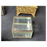 Collection of Vintage Glass Trinket and Jewelry Boxes with Etched and Ornate Designs