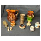 Vintage Pottery and Collectible Decor Assortment Including Nemadji Mini Vases