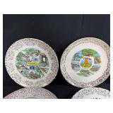 Collection of Vintage State Souvenir Plates with Decorative Borders