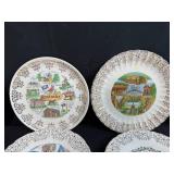 Collection of Vintage State Souvenir Plates with Decorative Borders