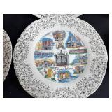 Collection of Vintage State Souvenir Plates with Decorative Borders