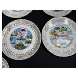 Collection of Vintage State Souvenir Plates with Decorative Borders