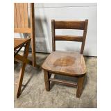 Set of 2 Wooden Folding Chairs and 1 Small Wooden Chair