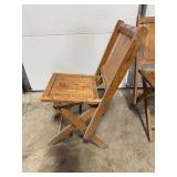 Set of 2 Wooden Folding Chairs and 1 Small Wooden Chair