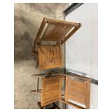 Set of 2 Wooden Folding Chairs and 1 Small Wooden Chair