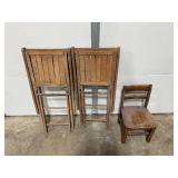 Set of 2 Wooden Folding Chairs and 1 Small Wooden Chair
