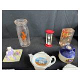 Vintage Souvenir Collectibles and Kitchenware Lot with Ceramic Tea Bag Holders and Miniatures